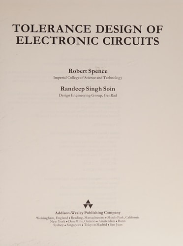 Tolerance Design of Electronic Circuits
