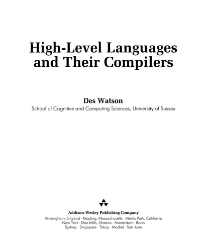 High-Level Languages and Their Compilers