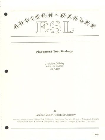 Addison-Wesley ESL Placement Test Package: Reproducible Blackline Masters