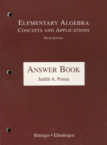 Elementary Algebra: Concepts and Applications : Answer Book