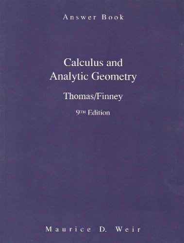 Answer Book: Calculus and Analytic Geometry