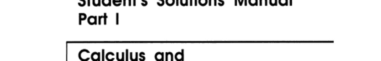Calculus with Analytic Geometry: Part 1, Student Solutions Manual