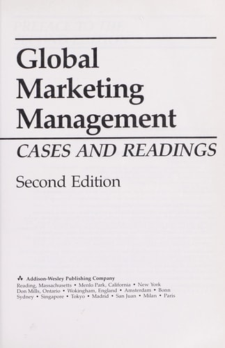 Global Marketing Management: Cases and Readings