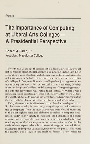 Computing Strategies in Liberal Arts Colleges