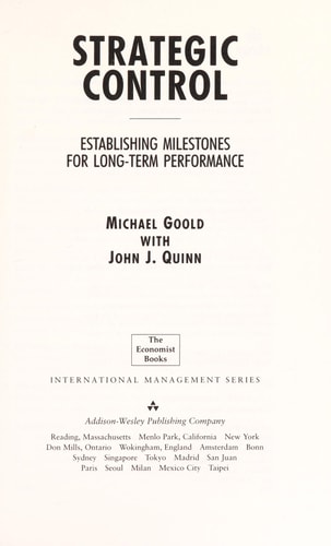 Strategic Control: Establishing Milestones for Long-Term Performance