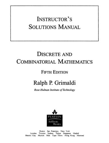 Discrete and Combinatorial Mathematics: Instructor's Solutions Manual