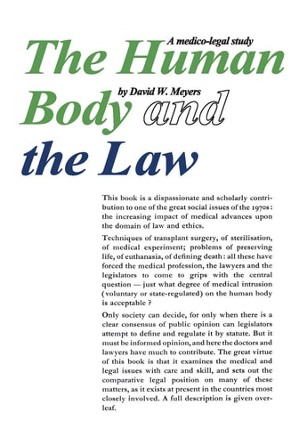The Human Body and the Law: A Medico-legal Study