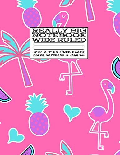 Really Big Notebook: Flamingo Tropical Pineapple Design