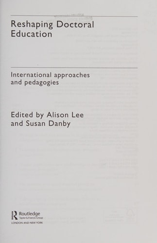Reshaping Doctoral Education: Changing Approaches and Pedagogies