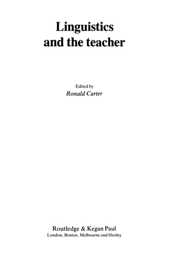 Linguistics and the teacher