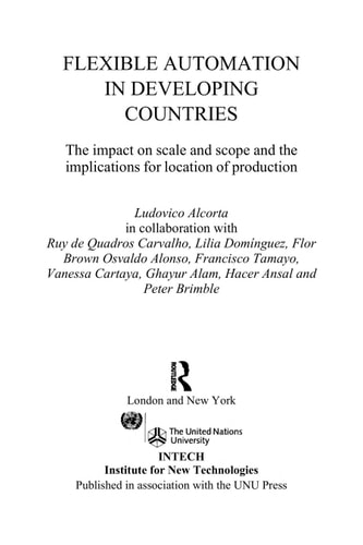 Flexible Automation in Developing Countries: The Impact on Scale and Scope and the Implications for Location of Production