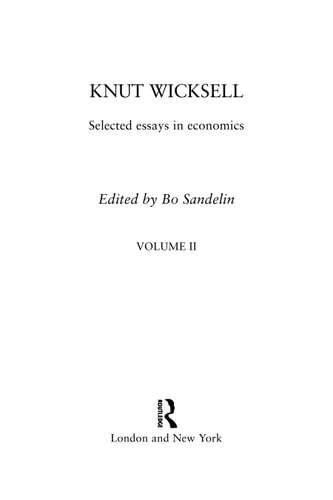 Knut Wicksell: Selected Essays in Economics