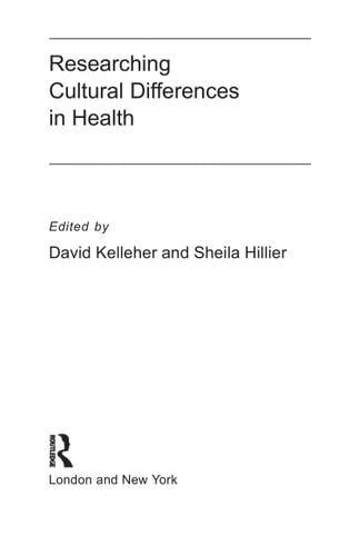 Researching Cultural Differences in Health