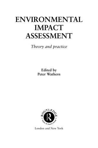 Environmental impact assessment: theory and practice