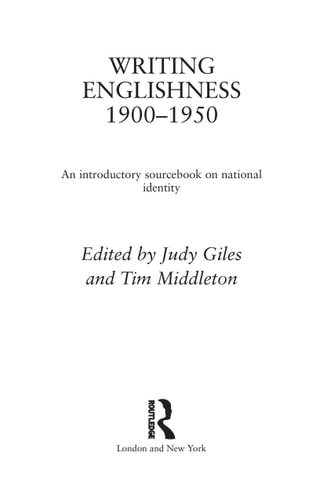 Writing Englishness: An Introductory Sourcebook