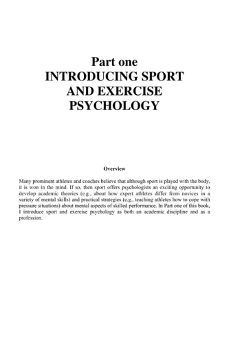Sport and Exercise Psychology: A Critical Introduction