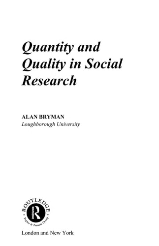 Quantity and Quality in Social Research