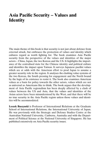 Asia Pacific Security: Values and Identity
