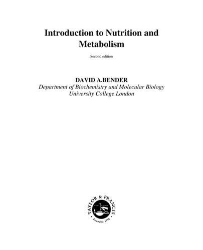 Introduction to Nutrition and Metabolism
