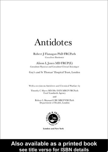 Antidotes: Principles and Clinical Applications