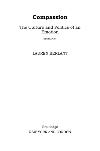 Compassion: The Culture and Politics of an Emotion