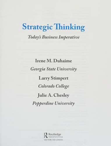 Strategic Thinking: Today's Business Imperative