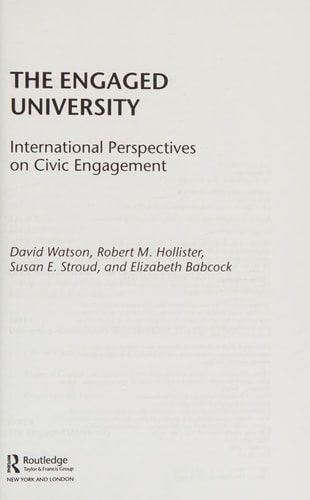 The Engaged University: International Perspectives on Civic Engagement