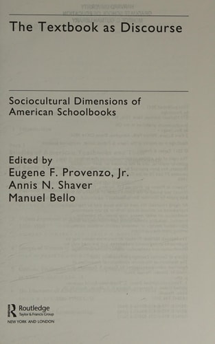 The Textbook as Discourse: Sociocultural Dimensions of American Schoolbooks