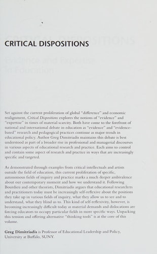 Critical Dispositions: Evidence and Expertise in Education