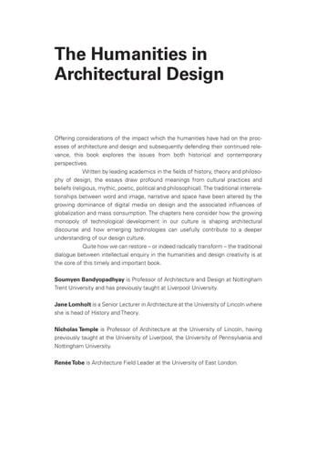 Humanities in Architectural Design: A Contemporary and Historical Perspective