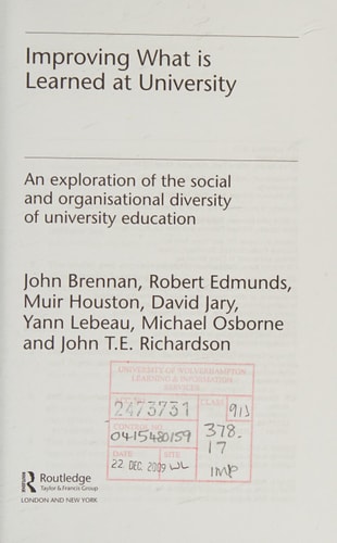 Improving What Is Learned at University: An Exploration of the Social and Organisational Diversity of University Education