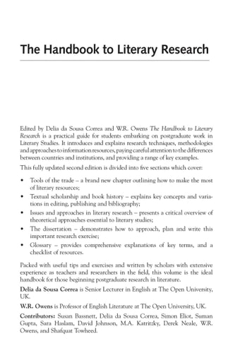 A Handbook to Literary Research
