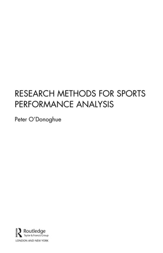 Research Methods for Sports Performance Analysis