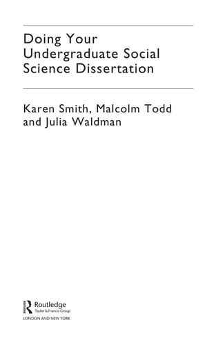Doing your undergraduate social science dissertation
