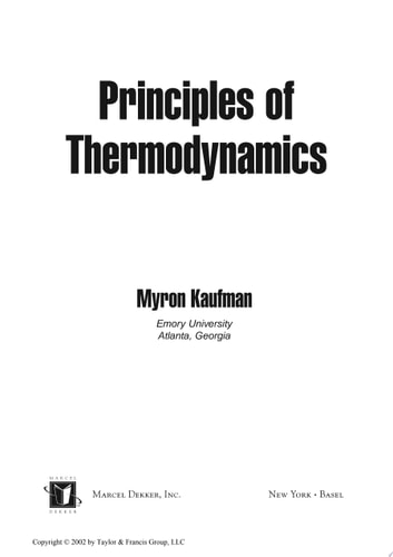 Principles of Thermodynamics