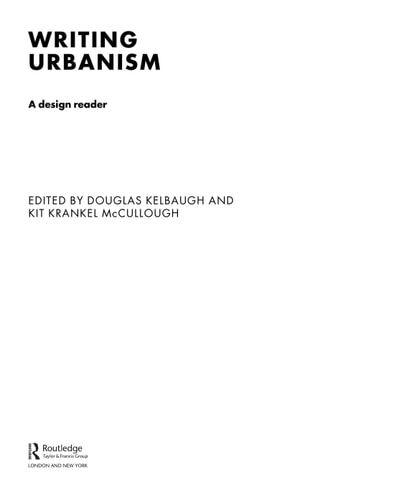 Writing Urbanism: A Design Reader