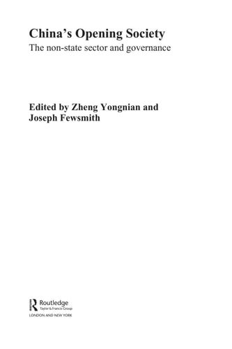 China's Opening Society: The Non-State Sector and Governance