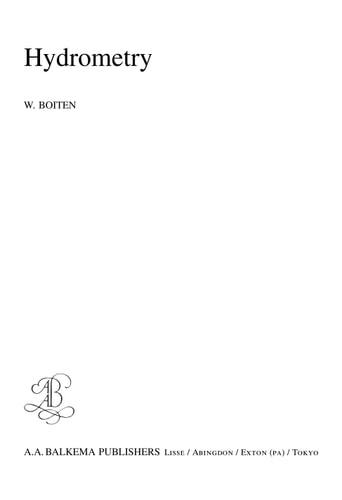 Hydrometry: IHE Delft Lecture Note Series
