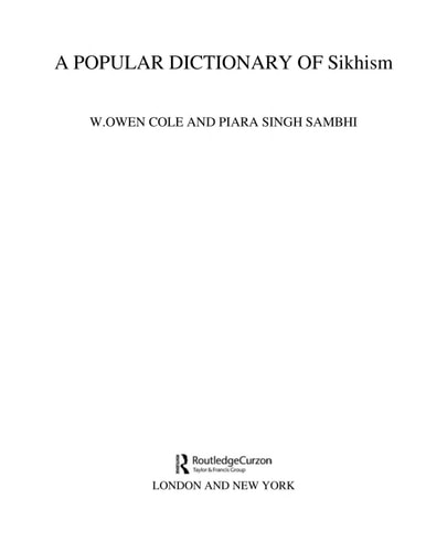 A Popular Dictionary of Sikhism