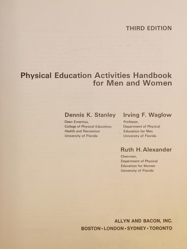 Physical Education Activities Handbook for Men and Women