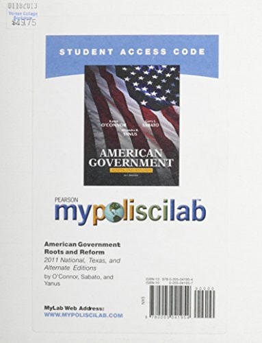 MyPoliSciLab: Standalone Access Card for American Government: Roots and Reform