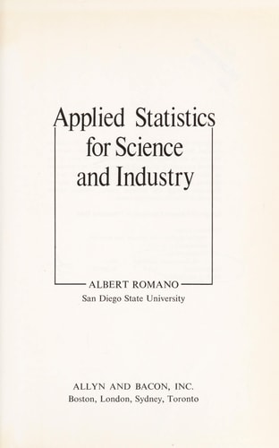 Applied Statistics for Science and Industry