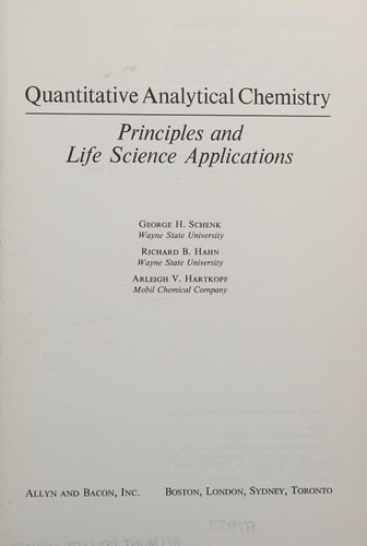 Quantitative Analytical Chemistry: Principles and Life Science Applications