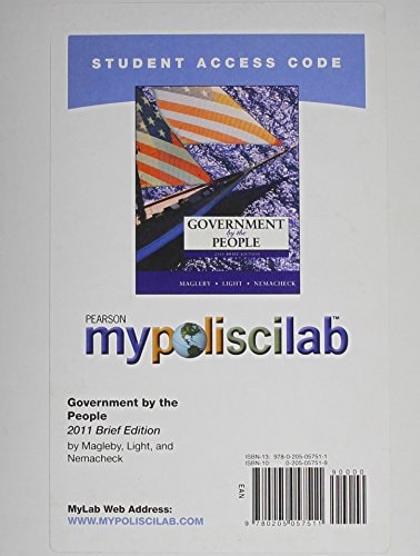 MyPoliSciLab -- Standalone Access Card -- for Government by the People, Brief Edition (9th Edition)