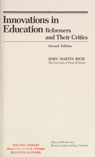 Innovations in Education: Reformers and their Critics