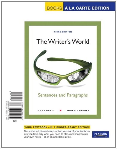 The Writer's World: Sentences and Paragraphs, Books a La Carte