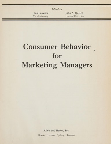 Consumer Behavior for Marketing Managers