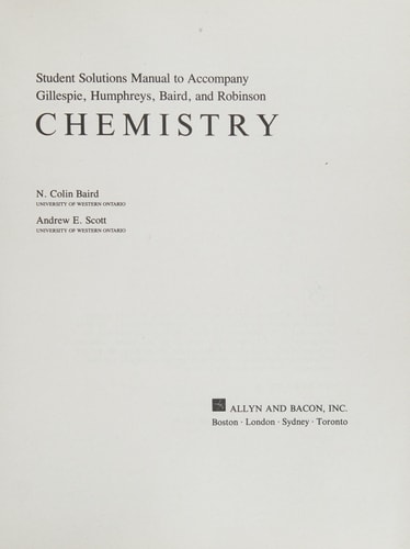 Student Solutions Manual to Accompany Gillespie, Humphreys, Baird, and Robinson Chemistry