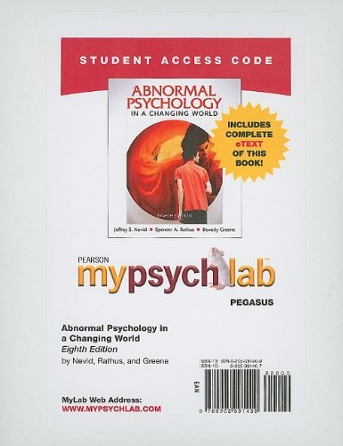 Abnormal Psychology: MyPsychLab + Pearson eText Student Access Code Card
