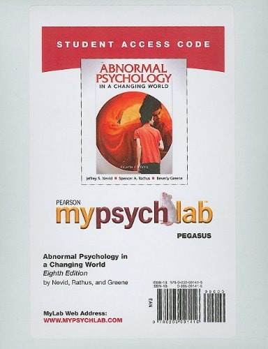 Abnormal Psychology: New Mypsychlab Student Access Code Card